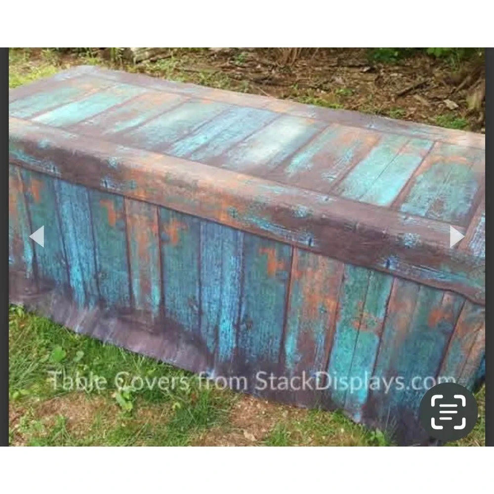 Stack Displays Distressed Wood‎  Fitted Table Cover Teal Patina 6 Ft Rectangle